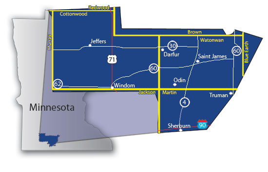 South Central Electric service area map